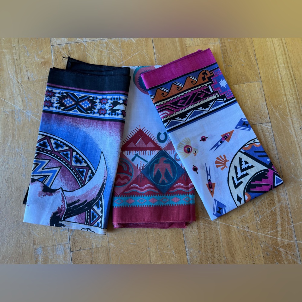 3 Vintage Western Bandannas